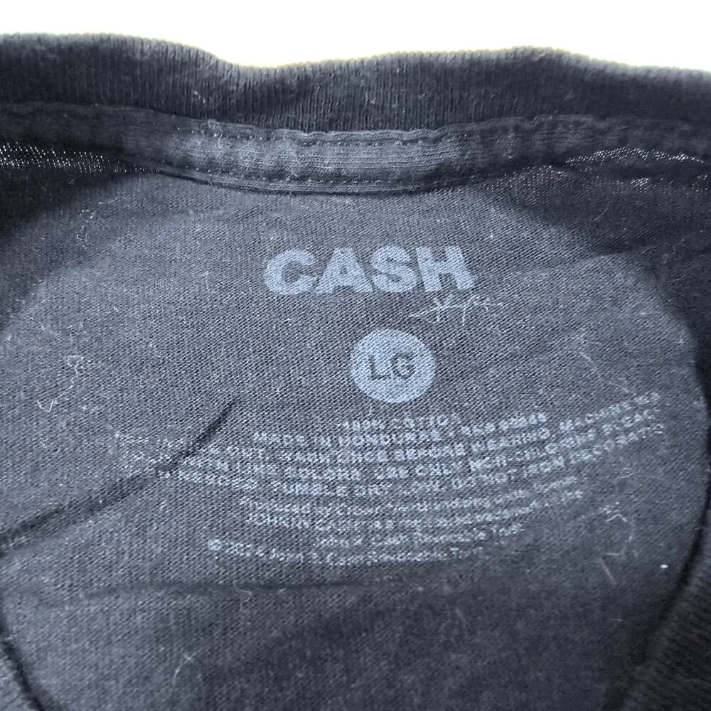 Johnny Cash Ring of Fire Band Crew Neck Short Sleeve Shirt Mens Size L Black